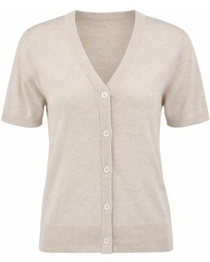 Arach&Cloz Strickjacke Cardigan Damen Wool Blend Strickjacke Kurz Cardigan V-Ausschnitt Strickmantel Knit Bolero Mit Knopf - Natur