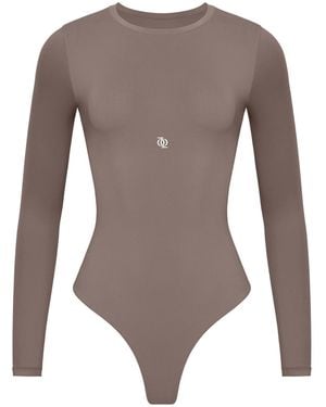 GOD SAVES QUEENS Body Second Skin Long Sleeve Crew-Neck Bodysuit - Braun