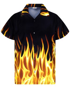 King Kameha Shirt Flames - Gelb
