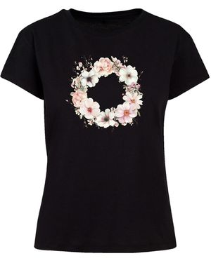 F4NT4STIC T-Shirt 'Rosa Blumenkranz' - Schwarz