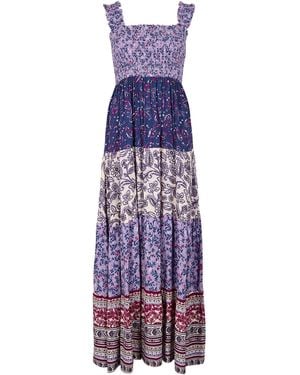 Apricot Patchwork Floral Paisley Maxi Dress - Lila