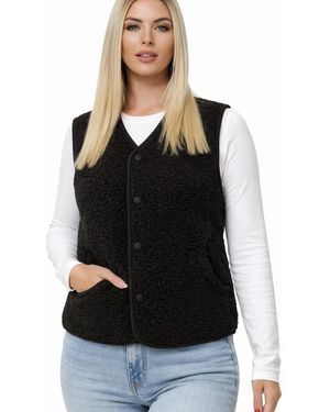 Worldclassca Weste Damen Kurze Kuschel Weste - Schwarz