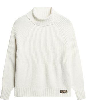 Superdry Strickpullover (1-tlg) Plain/ohne Details - Weiß