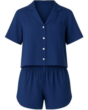 C&City Set: Bluse Und Shorts - Blau