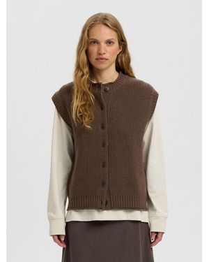 SELECTED Strickweste - Braun