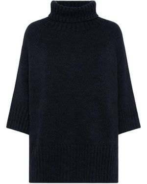 SENSES.THE LABEL Rollkragenpullover Mit Verkürzten Ärmeln - Blau