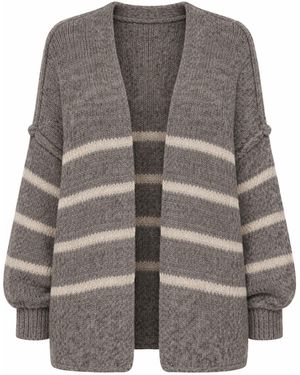 Worldclassca Strickjacke Strick Jacke Mit Streifen - Grau