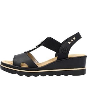 Rieker Keilsandalette, Sommerschuh, Sandale, Keilabsatz, mit Gummizug für perfekten Sitz - Blau