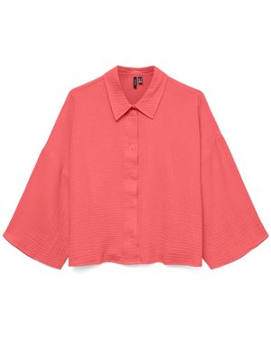 Vero Moda Hemdbluse VMNATALI CROP SHIRT WVN NOOS - Rot