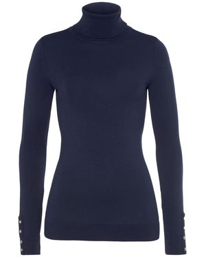Tamaris Rollkragenpullover mit Knöpfen - Blau