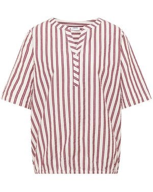 Cecil Halbarm Bluse Mit Split Neck Und Streifen - Rot