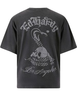 Ed Hardy T-Shirt Schlange Und Schädel - Schwarz