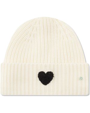 Codello Mütze Rippstrick Herz-Stickerei - Natur