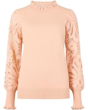 Apricot Lace Mesh Jumper - Pink