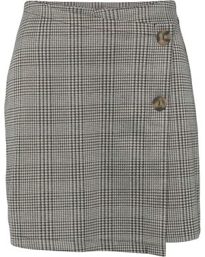 Buffalo Hosenrock in Wickeloptik Karomuster, eleganter Skort mit Zierknöpfen - Grau
