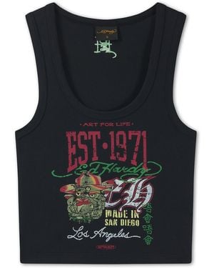 Ed Hardy Top 1971 Los Angeles Bulldog - Schwarz