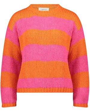 Cartoon Strickpullover Mit Rundhalsausschnitt - Pink