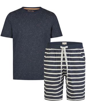 Phil & Co. Berlin Pyjama Kurz Shorty Set Cotton Pyjamas With Fashionable Print & Colour Gradient, Spring/Summer, Sxxl - Blau