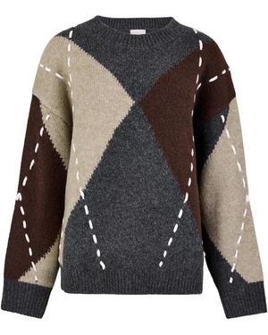 Apricot Argyle Diamond Colour Block Jumper - Schwarz