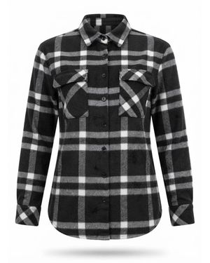Radwa Bluse Comfy Heavyweight Flannel Shirt - Schwarz