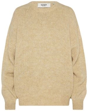 SENSES.THE LABEL Flauschiger Pullover Mit Rundhalsausschnitt - Natur