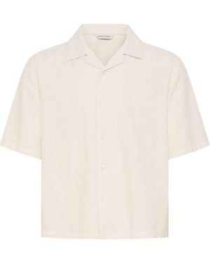 Casual Friday Kurzarmhemd Mit Kuba-Kragen - Weiß