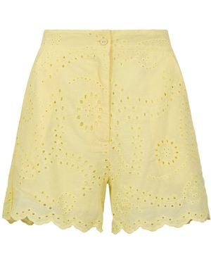 Apricot Scalloped Broderie Mini Shorts - Gelb