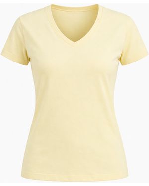 LEAFLETIC Shirt Short Sleeve V-Neck T-Shirt - Gelb