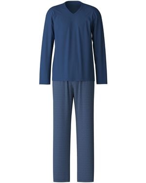 CALIDA Pyjama Lang Cotton Special - Blau