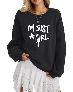 GORHEY Sweatshirt Oversized Sweatshirt With Letter Print, Warm Fleece Blend - Schwarz