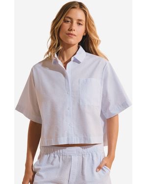 Etam Pyjamahemd Aus Waffelbaumwolle Bettina - Weiß