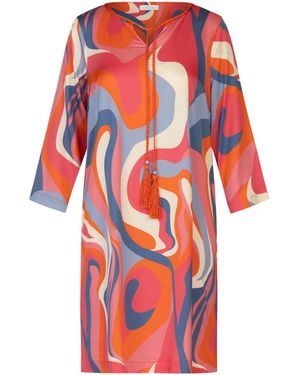 MINT & MIA Bedrucktes Viskose Satin Tunika Kleid - Rot