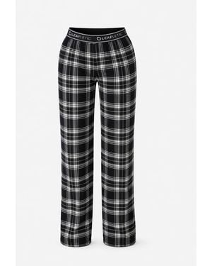 LEAFLETIC Pyjamahose Night Wear Long Pajama - Schwarz