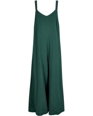 Apricot Wide-Leg Textured Cotton Jumpsuit - Grün