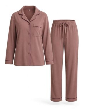 LEAFLETIC Pyjama Nightwear Long Set - Pink