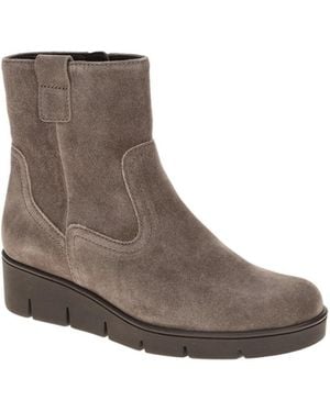 Gabor Boots Keil Stiefel Taupe Velour 8005.01.002 - Weiß