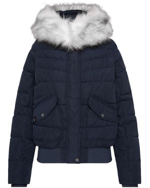 SOCCX Stepp-Blouson Mit Fake-Fur-Kapuze - Blau