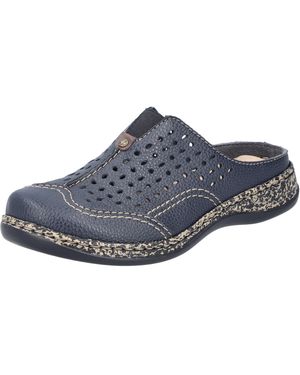 Rieker Clog Schlupfschuh, Hausschuh, Sommerschuh mit Perforation - Blau