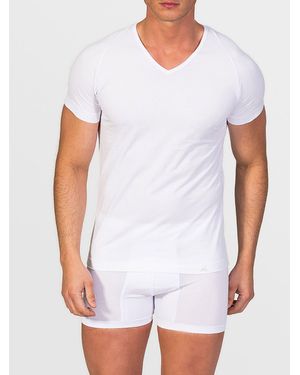 Zd - Zero Defects Unterhemd V-Neck T-Shirt Egiptian Cotton - Weiß