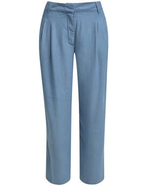 Milano Italy Bundfaltenhose Wide Leg - Blau