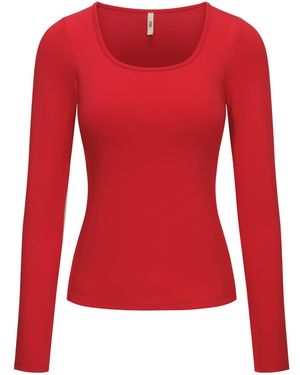 cfab Top Cotton Long Sleeve Mit Integriertem Wireless Bra - Rot