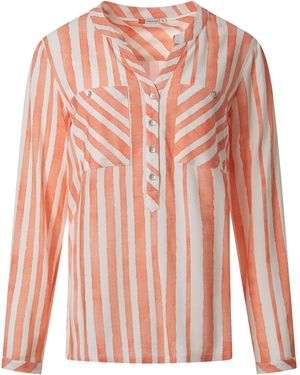 Timezone Langärmelige, Lange Oversize Bluse Henley - Pink