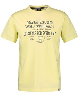 Lerros Sportliches T-Shirt Aus Baumwolle Mit Coolem Slogan-Print - Gelb