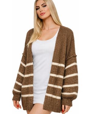Worldclassca Strickjacke Strick Jacke Mit Streifen - Braun