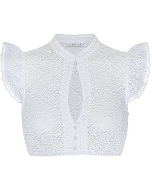 WALDORFF Dirndlbluse Antonella, Spitzenbluse Mit Zierknopf - Weiß
