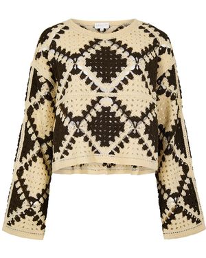 Apricot Crochet Diamonds Cropped Jumper - Mehrfarbig