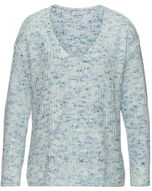 Buffalo V-Ausschnitt-Pullover aus weichem Chenille, Strickpullover, kuschelig weich, Pastell - Blau