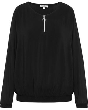 SOCCX Blusen-Shirt Mit Elastischen Bündchen - Schwarz