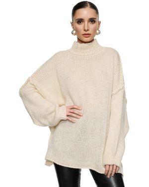 Worldclassca Oversizepullover Strickpullover Oversized Mit Stehkragen - Natur