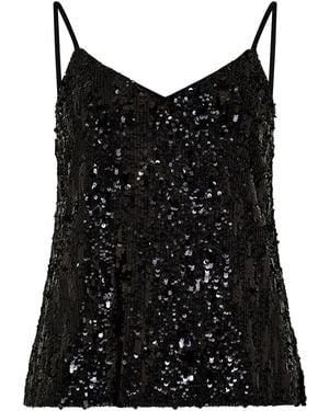 Apricot Sequin Embellished Camisole Top - Schwarz